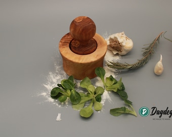 Conical mortar made of olive wood Ø 10 cm – Handmade, natural wooden mortar & pestle, rustic, herb mortar, gift idea kitchen
