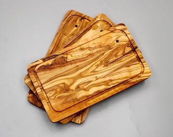 Handmade olive wood cutting board 24 x 14 cm with hole – Rustic & Natural – Kitchen board – Serving board – Snack board