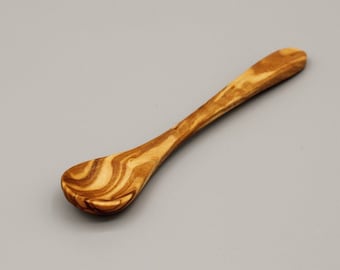 Mini Olive Wood Spice Spoon 14 cm – Handmade Wooden Spoon for Salt & Spices | Small Spoon Natural Wood Kitchen Decoration