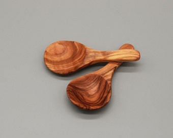 Mini olive wood spoon | Handmade | 10 cm | Wooden spoon for salt, honey, spices | Rustic kitchen | Natural product
