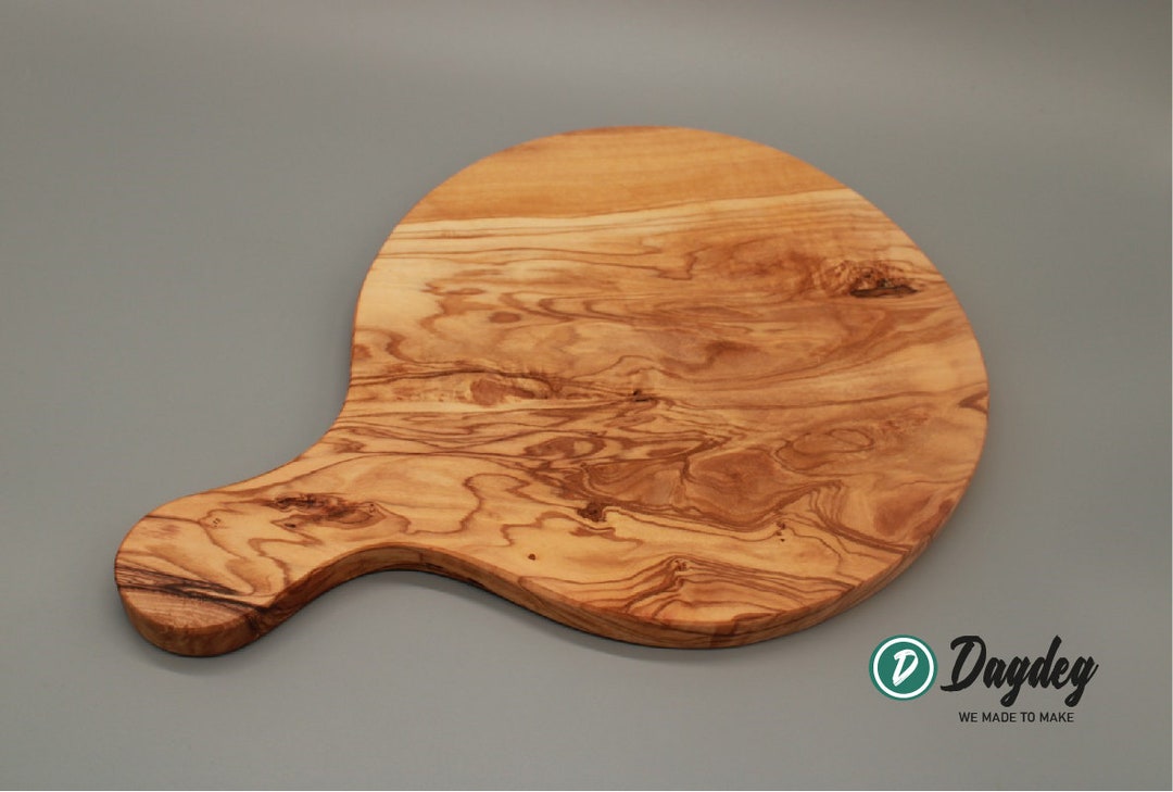 Rundes Schneidebrett Aus Olivenholz - Handgefertigte Servierplatte 20/22/25/30cm