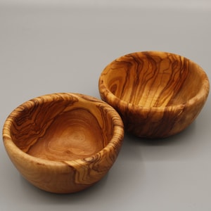Olive wood cereal bowls 14 cm – set of 2 | Handmade wooden bowls | Natural & rustic | Breakfast bowls made of olive wood