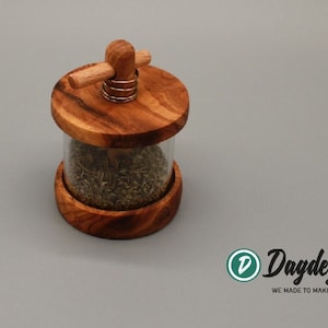 Olive wood herb mill | Handmade spice mill | Rustic pepper mill | Natural wood mill | Handmade kitchen accessories