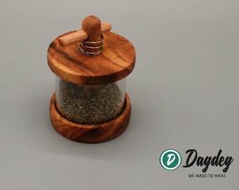 Olive wood herb mill | Handmade spice mill | Rustic pepper mill | Natural wood mill | Handmade kitchen accessories