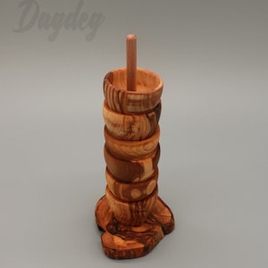 6x Egg Cups with Holders Made of Olive Wood | Handmade | Natural Wood | Rustic | Breakfast Set | Gift Idea, Kitchen Decor