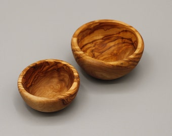 Mini olive wood bowls Ø 6–8 cm | Handmade | Wooden bowl decoration | Salt bowl | Dip bowl | Natural wood | Gift idea