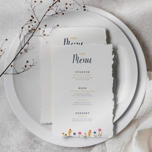 Wedding Menu Card Template – Wildflower Floral Design | Editable Canva | DIY Printable Menu
