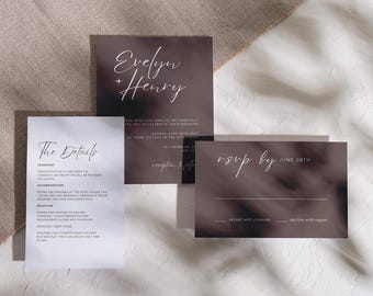 Modern Minimalist Wedding Invitation Set: DIY Canva Template (Digital Download)