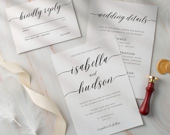 Minimalist Wedding Invitation Bundle: Editable DIY Canva Template (Digital Download)