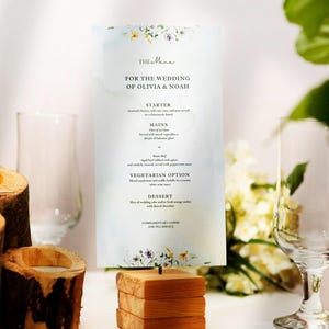 Wedding Menu Template – Wildflower Floral Design | Editable Canva Menu | DIY Printable