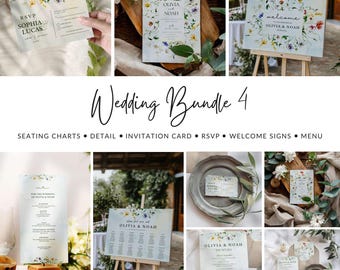 Wildflower Wedding Invitation Suite: Rustic Floral Canva Template (Digital Download)