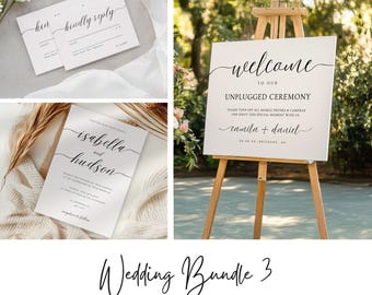 Minimalist Wedding Invitation Suite: Editable Canva Template (Digital Download)
