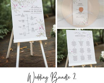 Wildflower Wedding Invitation Bundle: Editable Canva Template (Digital Download)