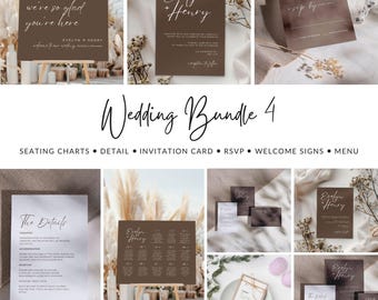 Plantilla de invitación de boda moderna: Plantilla editable de Canva (descarga digital)