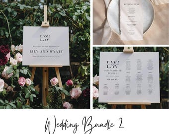 Minimalist Wedding Stationery Canva Templates: Invitation, Seating Chart (Digital Download)