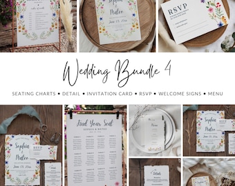 Floral Wedding Invitation Suite: Editable Canva Template (Digital Download)