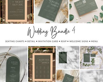 Modern Wedding Invitation Suite: Editable Canva Template (Digital Download)