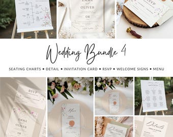 Wildflower Wedding Invitation Set: Editable Canva Template (Digital Download)
