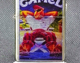 Vintage Zippo Camel Joe or Smokin Joe in Tuxedo Black Crackle 