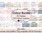 30 Color Palettes Bundle, Procreate Color Swatches, Procreate tools