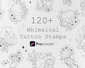 Whimsical Tattoo Stamps: Procreate Brush Set, Tattoo Designs Whimsical, Procreate tattoos