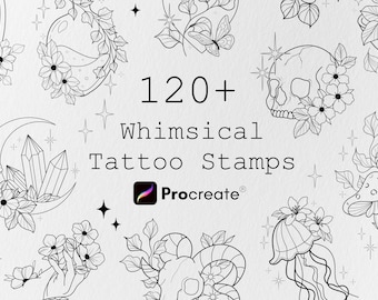 風変わりなタトゥースタンプ：Procreateブラシセット、風変わりなタトゥーデザイン、Procreateタトゥー