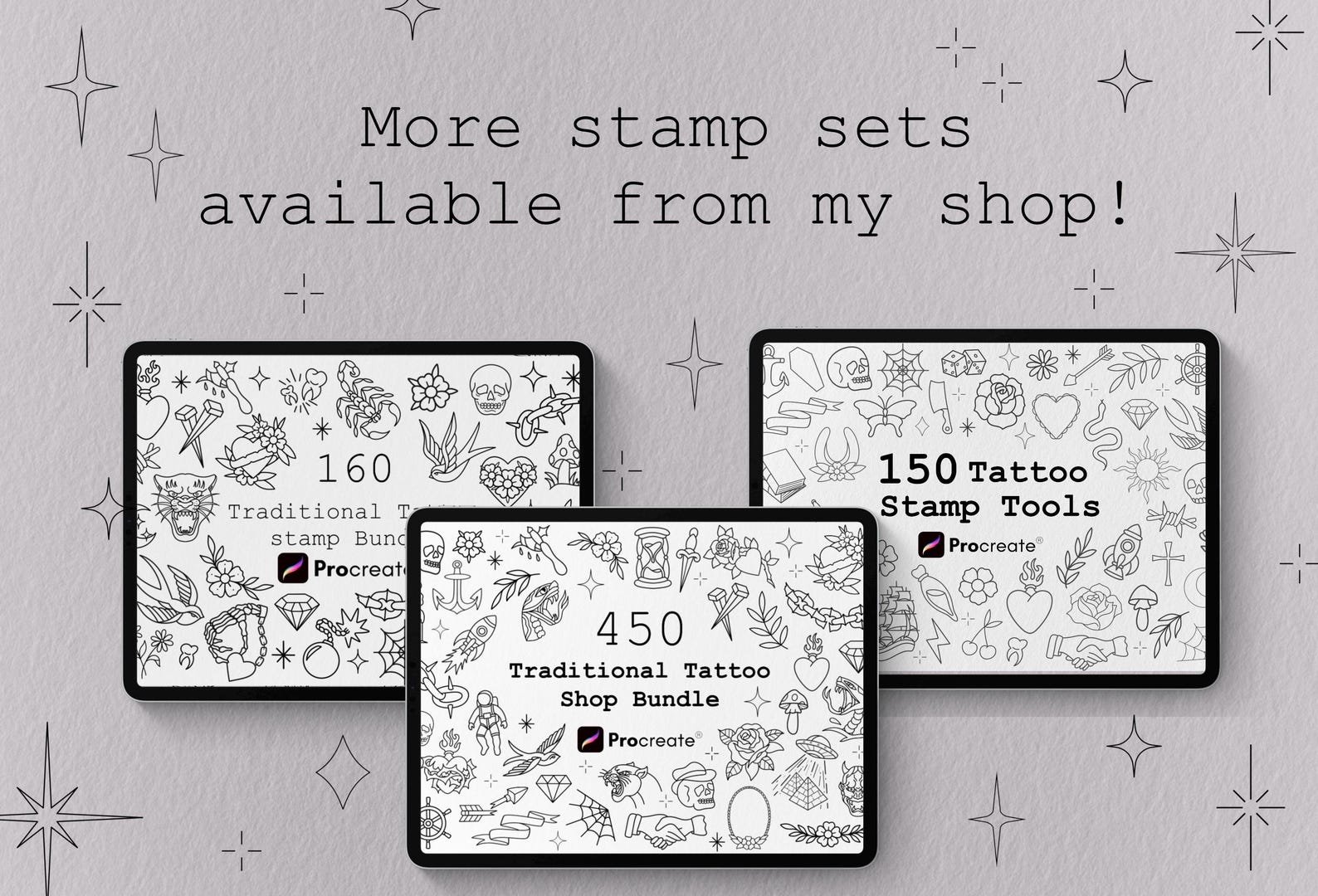 70 Flower Tattoo Designs, Brushes Procreate Bundle, Procreate Brush ...