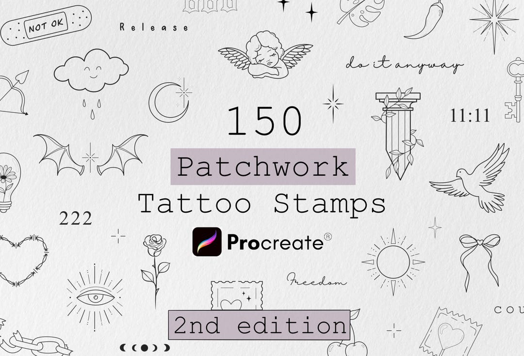 150 Flash Tattoo Procreate Bundle Tattoo, Procreate Stamp Brushes ...