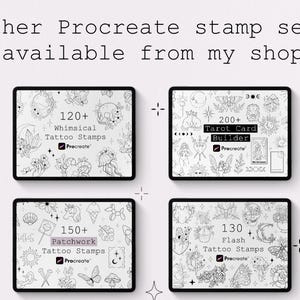 100+ Witchy Tattoo Designs Procreate Bundle, Spooky Halloween Bundle, Procreate Stamp Brushes, Tattoo Stencil Designs image 9