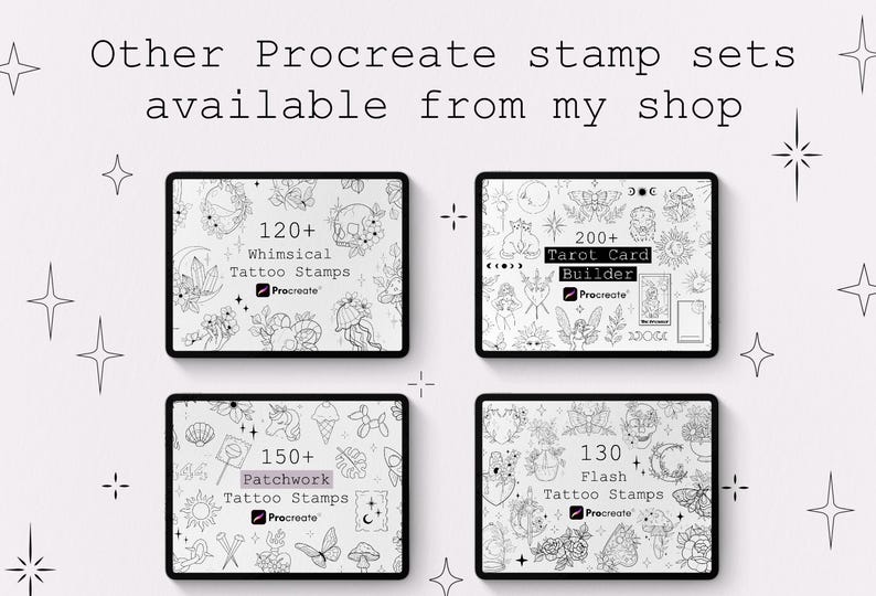 100+ Witchy Tattoo Designs Procreate Bundle, Spooky Halloween Bundle, Procreate Stamp Brushes, Tattoo Stencil Designs image 9
