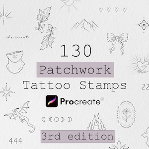 130 Flash Tattoo Procreate Bundle Tattoo, Procreate Stamp Brushes, Tattoo Stencil Designs, Tattoo Flash, Procreate Tattoo brushes, Fineline