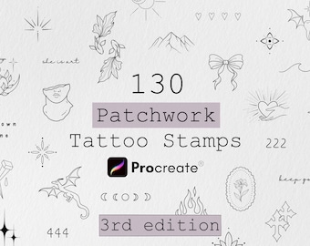 130 Flash Tattoo Procreate Bundle Tattoo, Procreate Stamp Brushes, Tattoo Stencil Designs, Tattoo Flash, Procreate Tattoo brushes, Fineline