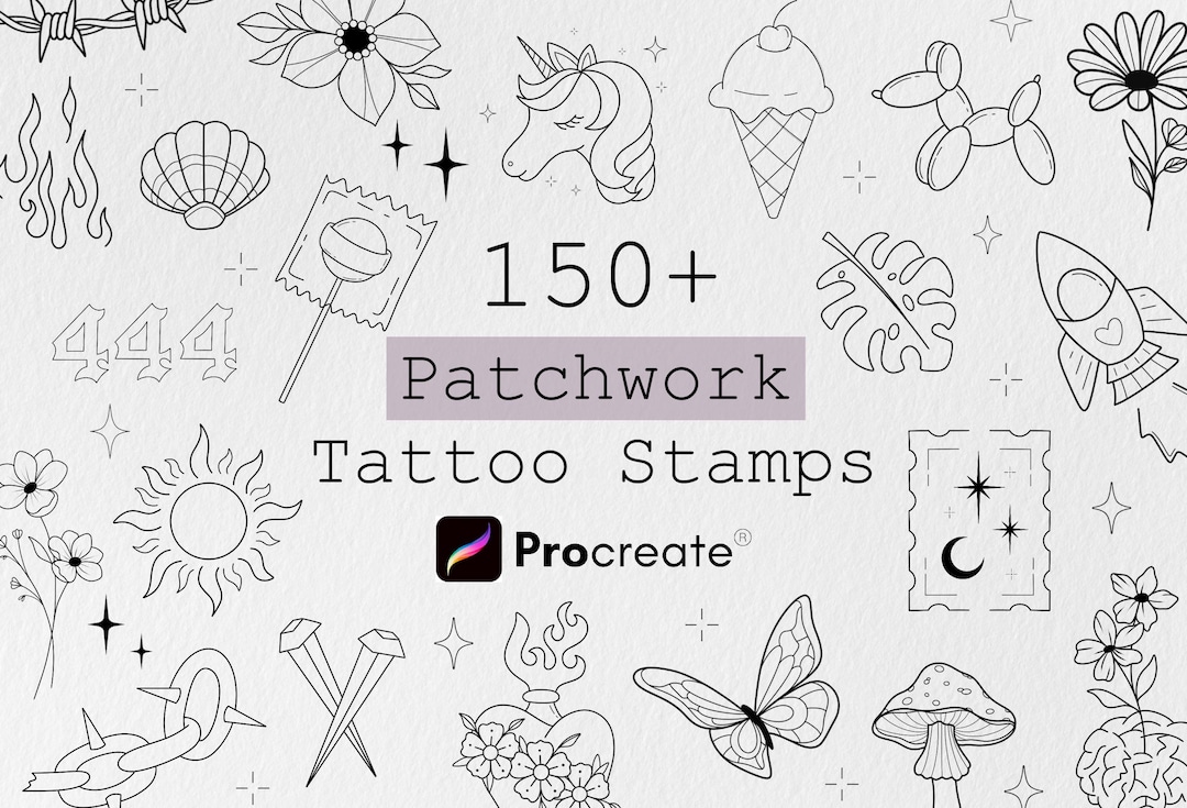 150 Flash Tattoo Procreate Bundle Tattoo, Procreate Stamp Brushes ...