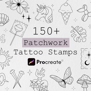 150 Flash Tattoo Procreate Bundle Tattoo, Procreate Stamp Brushes, Tattoo Stencil Designs, Tattoo Flash, Procreate Tattoo brushes, Fineline