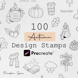 Autumn Procreate Stamps: Fall Tattoo Designs Bundle, Autumn Bundle