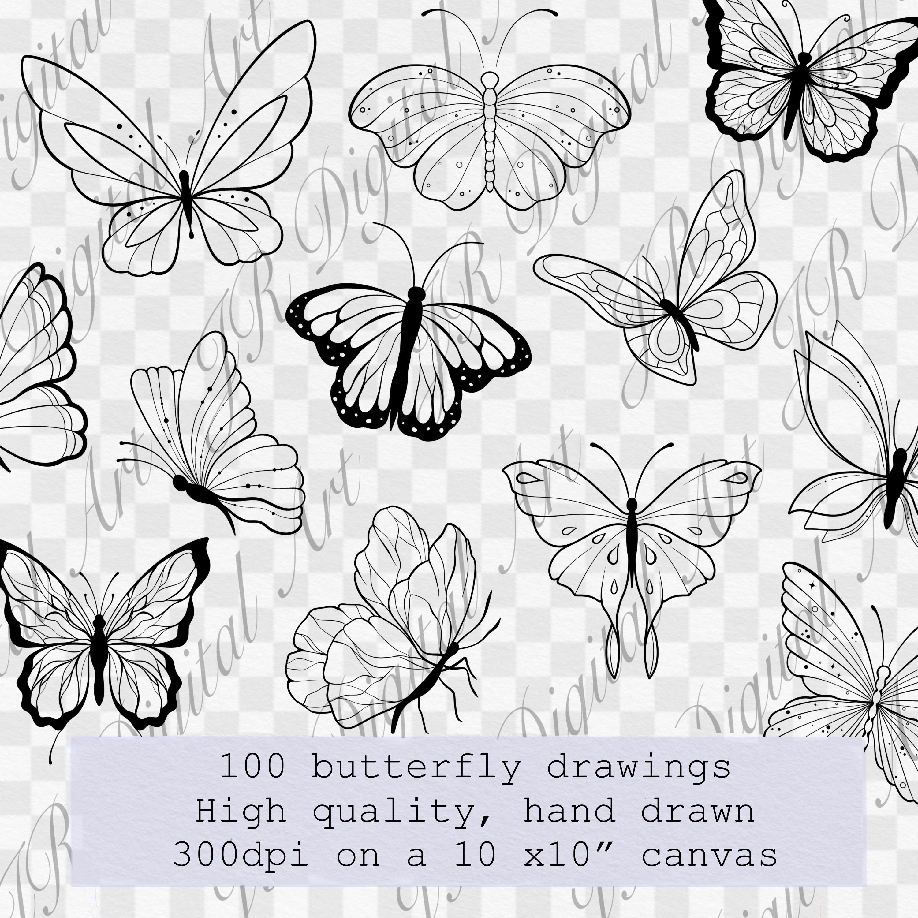 100 Butterfly Designs, Procreate Bundle, Butterfly Tattoos - Etsy