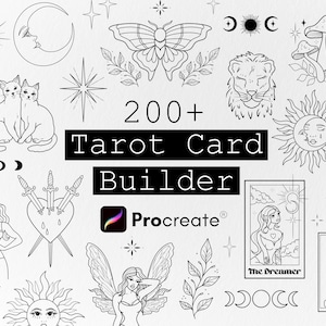 Tarotkaartbouwer, 200+ voortplantingsstempels, voortplantingspenselen, hemelse ontwerpen, tattoo-ontwerpen