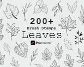 200+ Leaves Procreate Bundle, Tattoo Stencil Designs, Botanical Designs, Procreate Tattoo brushes, Fineline, Leaf Stamps