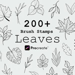 200+ Leaves Procreate Bundle, Tattoo Stencil Designs, Botanical Designs, Procreate Tattoo brushes, Fineline, Leaf Stamps