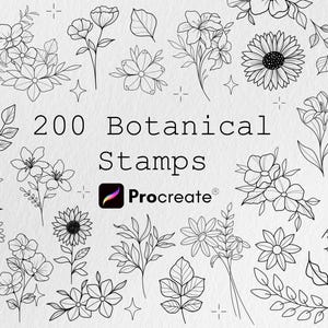 200 Botanical Designs, Brushes Procreate Bundle, Procreate Brush, Stamp Brushes, Floral Tattoo, Floral Stamp, Procreate Flower Brush Tattoo