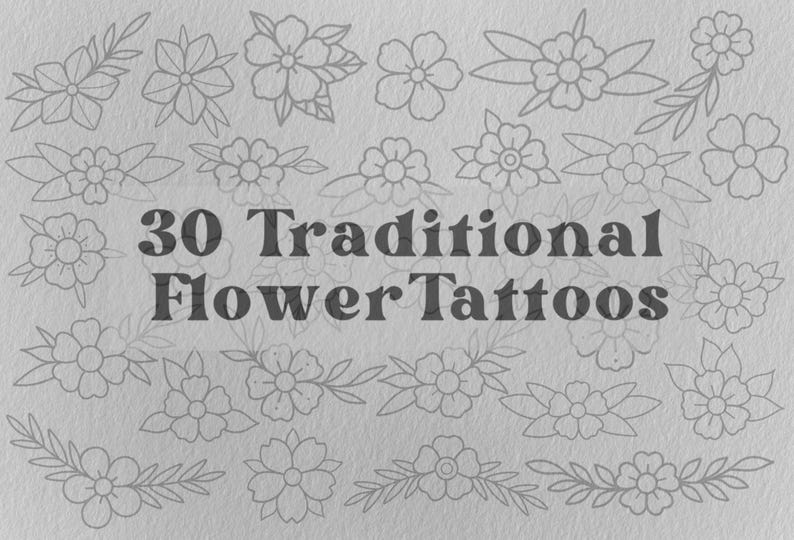 30 Flower Tattoo Designs, Brushes Procreate Bundle, Procreate Brush ...