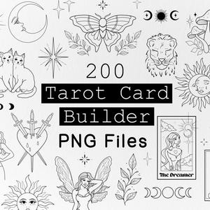 Hand Drawn Tarot PNG Bundle: Celestial Clipart (Digital Download) Tarot Clipart