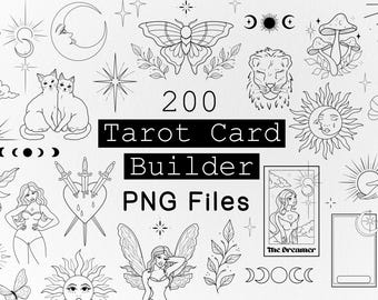 Paquete PNG de Tarot dibujado a mano: Clipart celestial (descarga digital) Clipart de Tarot
