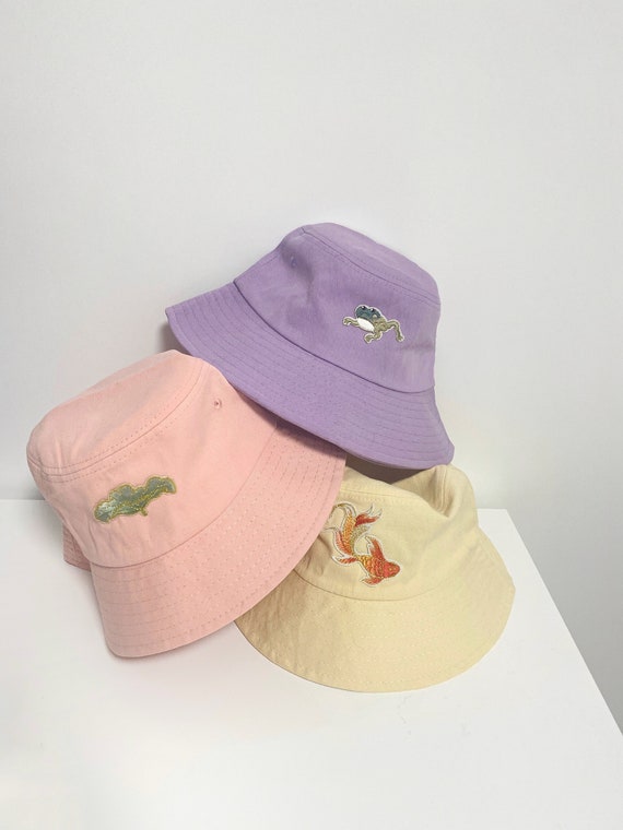 Embroidered Cotton Bucket Pastel Color Bob Bucket Hat Bob Hat Chinese  Embroidery Chinese Clothes Chinese Gift 3 Color Options 