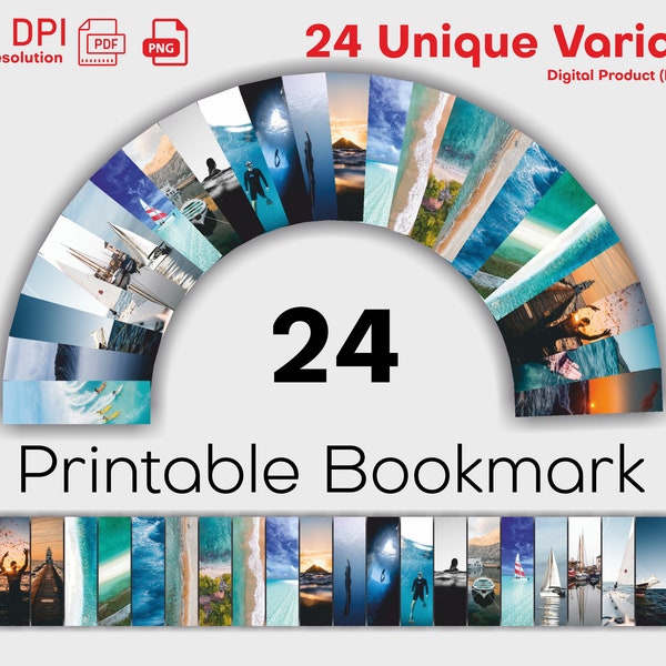 Printable Bookmarks Template, Printable Bookmarks Set, Digital Bookmark Template, Printable Sea bookmarks, Sea bookmarks, Nautical bookmark