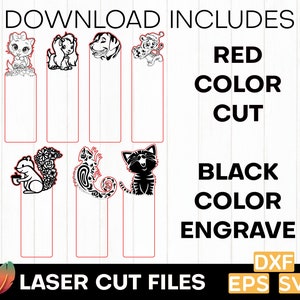 Personalized Laser bookmark Cute Laser Cut Bookmark Template, Cute Animal Bookmark, Laser Cut files, Bookmark Set, Bookmark SVG, Bookmark EPS, Bookmark DXF, Engraved Bookmark, Laser Cut Bookmark Files, Cute Bookmark Set, Glowforge files