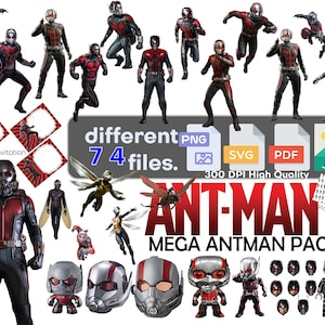 Antman SVG, Ant-Man PNG, PNG Pack, Pegatina, Imágenes Prediseñadas, Descarga instantánea, papel digital, Fondos transparentes, invitación, Alfabeto, Paquete