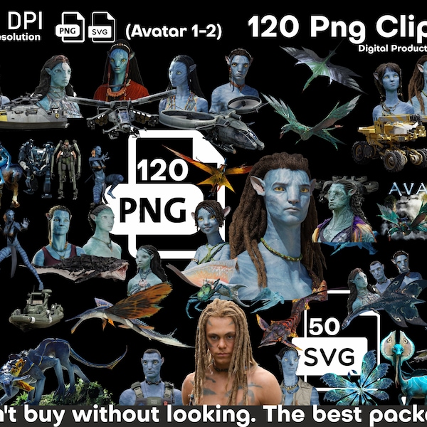 Avatar PNG SVG | avatar 2 | Avatar SVG Pack | avatar Clipart | Instant Download, printable | Transparent Backgrounds | avatar movie | Bundle