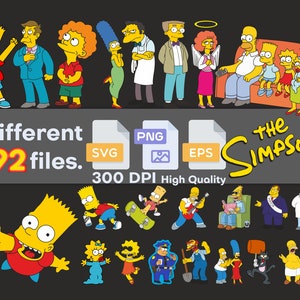 The Simpsons SVG, Simpsons PNG, PNG Pack, Sticker, Clipart, Instant Download, Digital Paper, Transparent Backgrounds, Clipart, Bundle,