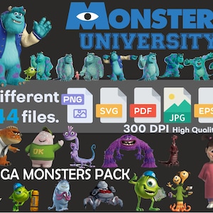 Monster Universität SVG, Monster Universität PNG, Monster, Aufkleber, Clipart, Sofort Download, digitales Papier, transparente Hintergründe, Bundle
